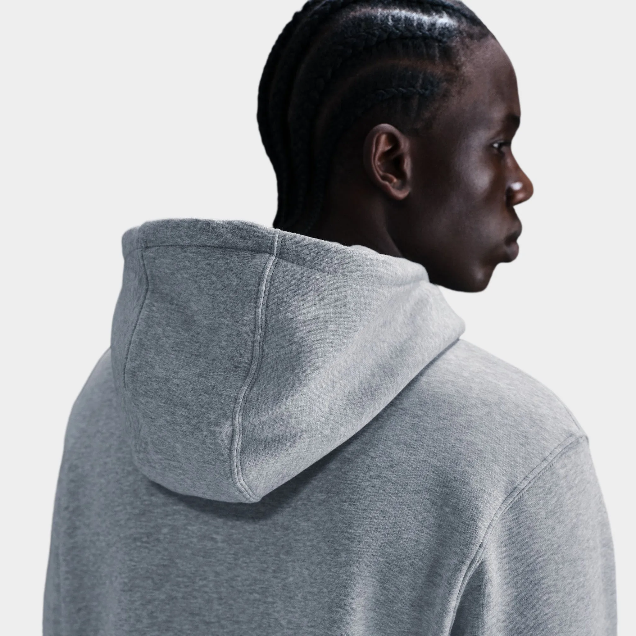 Nike Club Fleece Pullover Hoodie Dark Grey Heather / Light Smoke Grey - White sold by JD Sports product image thumbnail 3