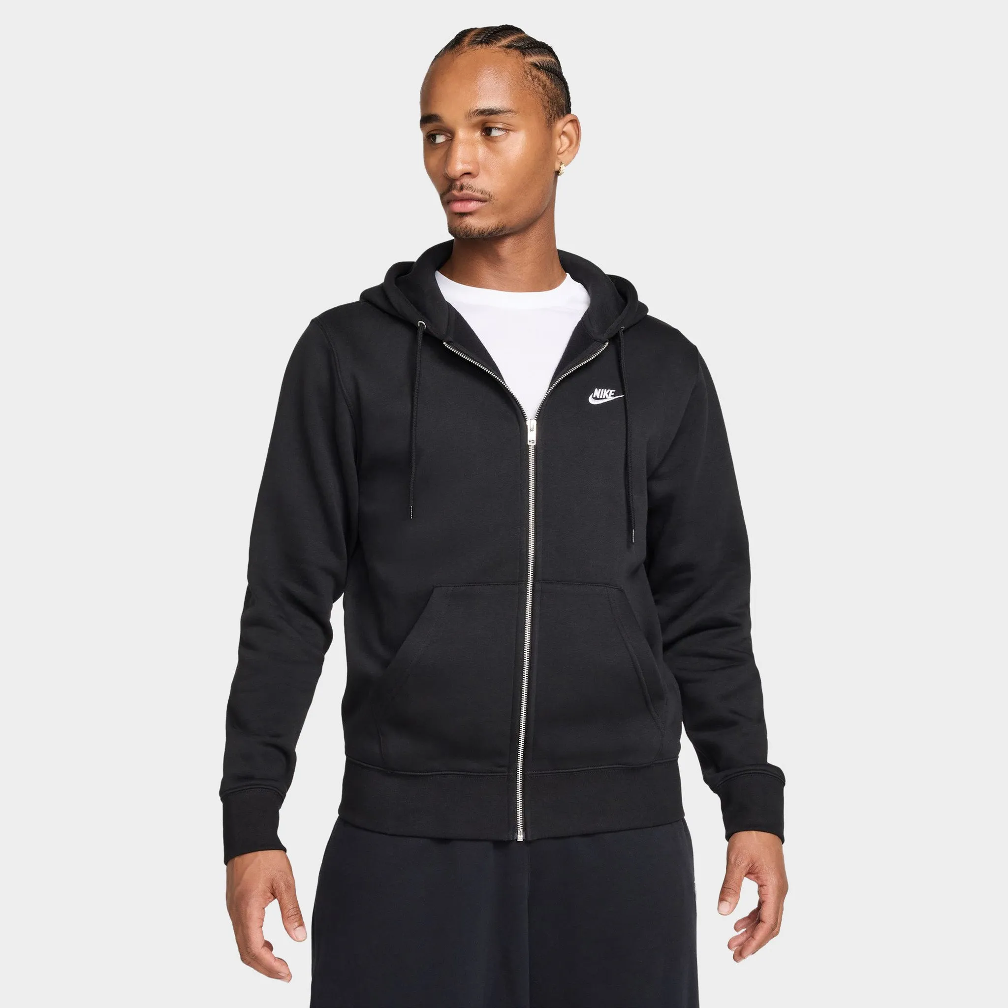 Nike Club Fleece Full Zip Hoodie Black / Black - White sold by JD Sports