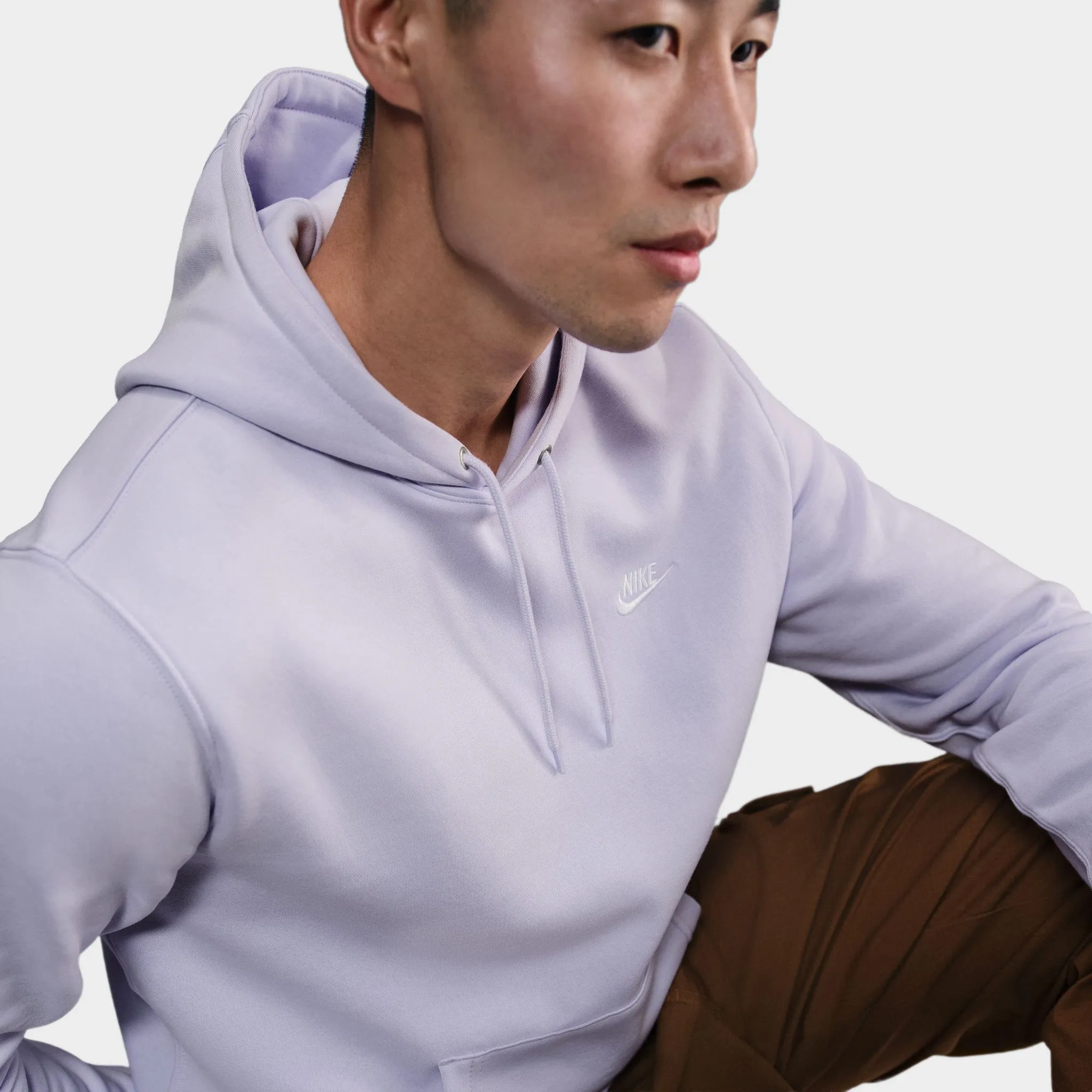 Nike Club Fleece Pullover Hoodie Amethyst Tint / Amethyst Mist - White sold by JD Sports product image thumbnail 4