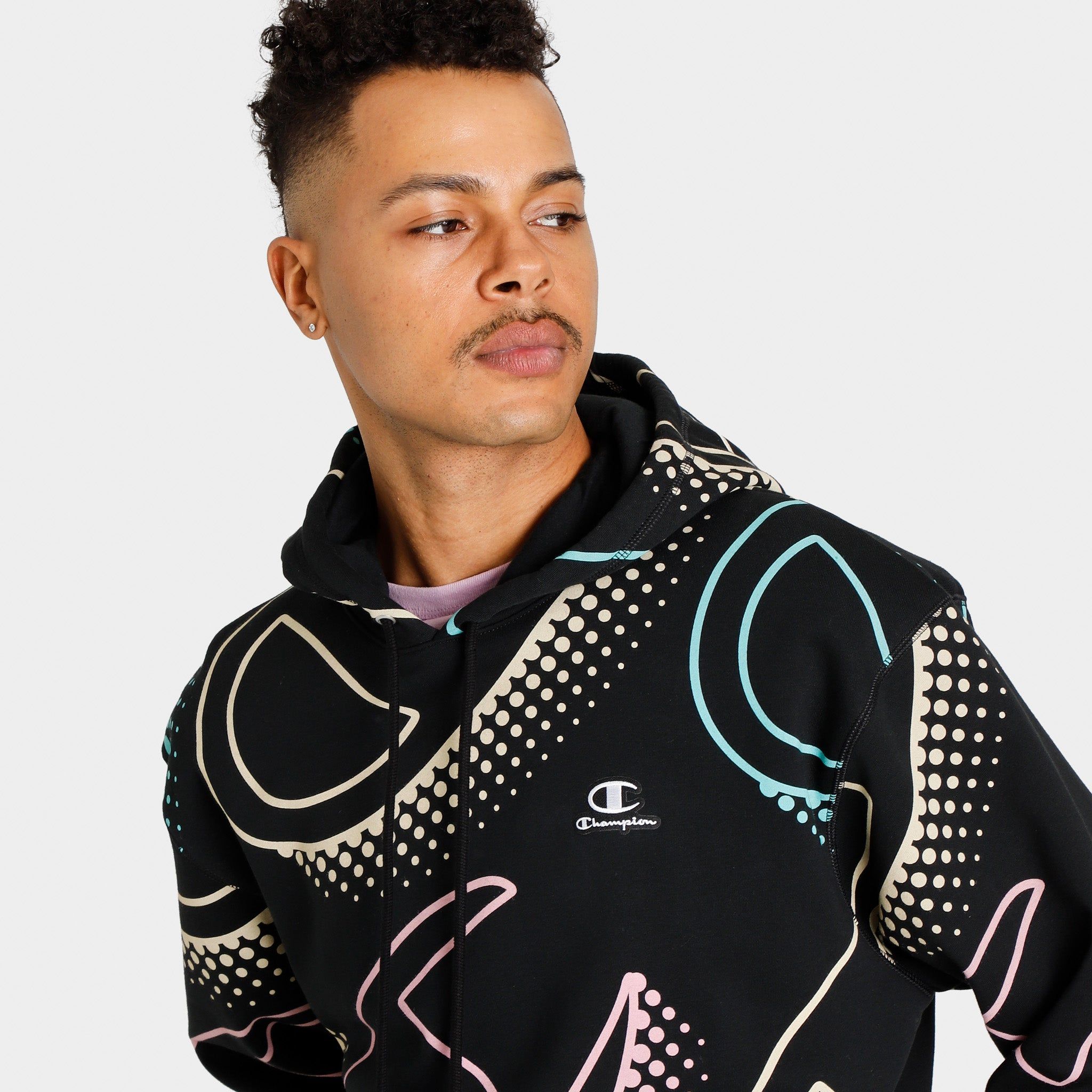Champion Classic Fleece Allover Print Pullover Hoodie / Big Shadow C Black sold by JD Sports product image thumbnail 4