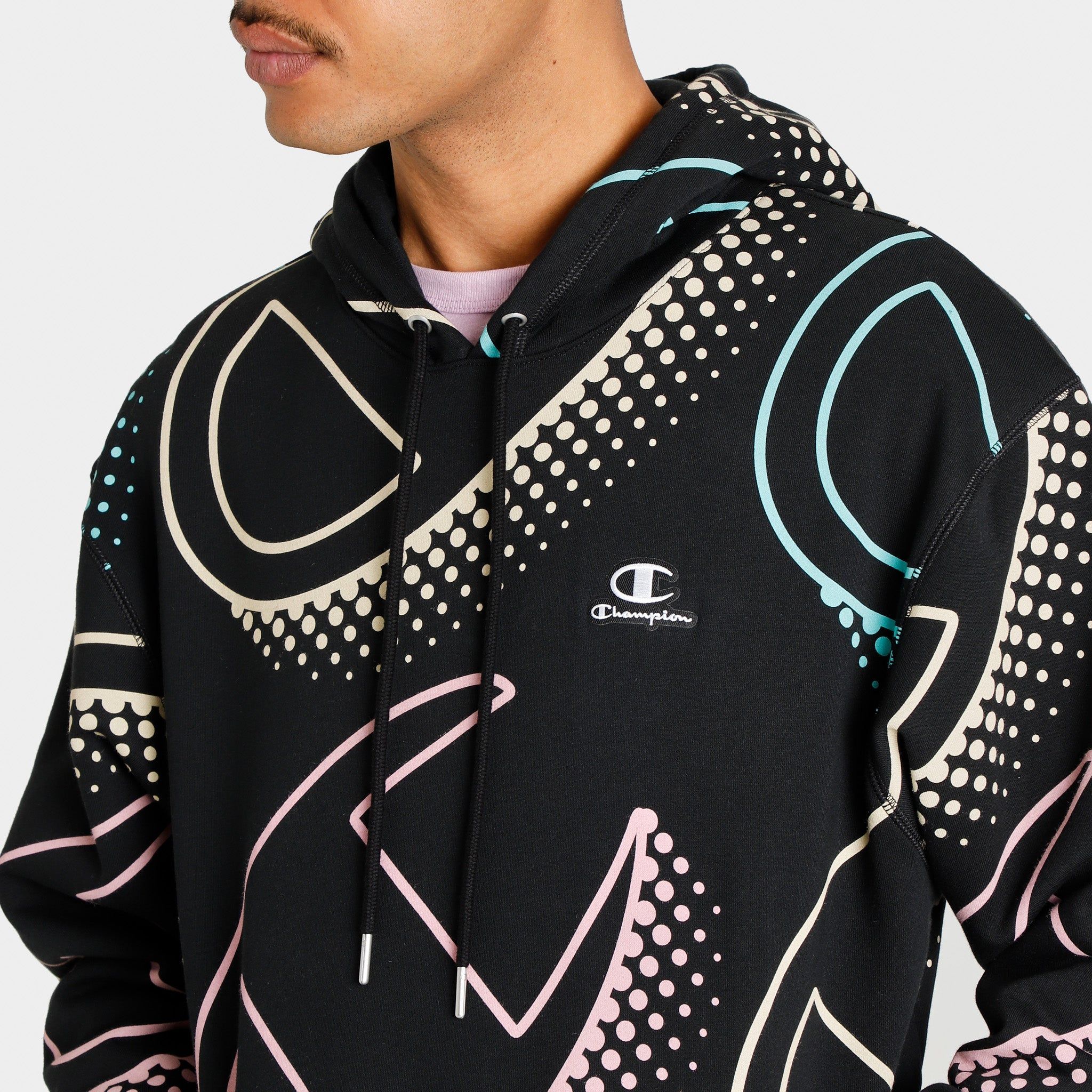 Champion Classic Fleece Allover Print Pullover Hoodie / Big Shadow C Black sold by JD Sports product image thumbnail 3