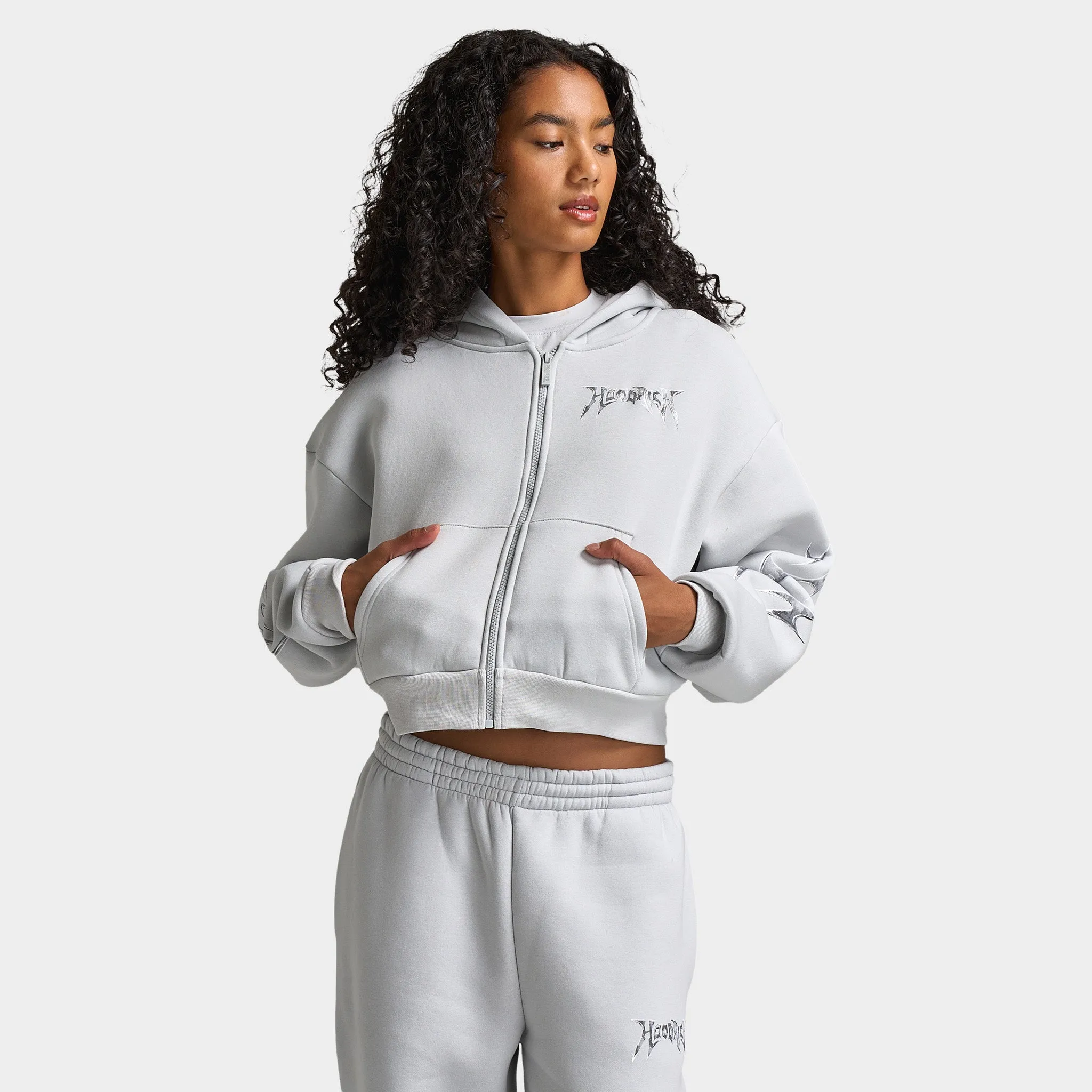 Hoodrich Women's Boxy Full Zip Hoodie Dawn Blue / Grey - Silver sold by JD Sports