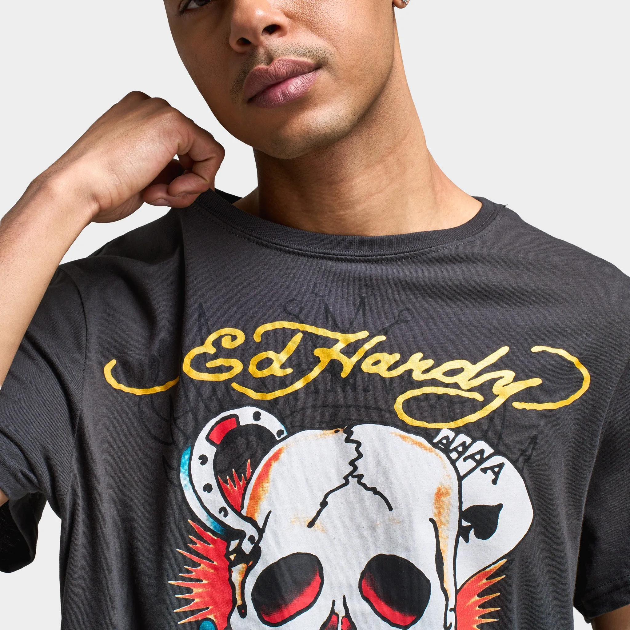 Ed Hardy Ace Skull Graphic T-shirt / Charcoal sold by JD Sports product image thumbnail 3