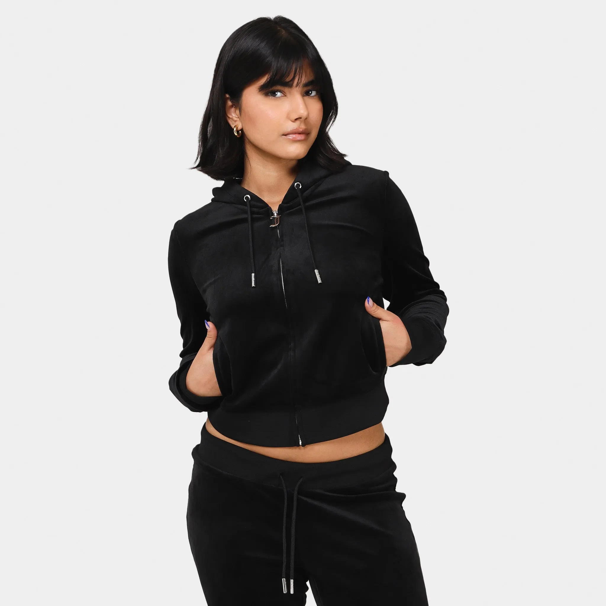 Juicy Couture Women's Big Bling Luxe Velour Full Zip Hoodie / Liquorice sold by JD Sports product image thumbnail 2