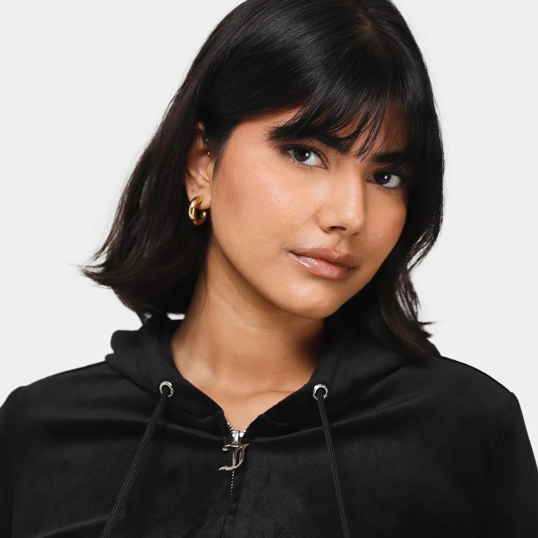 Juicy Couture Women's Big Bling Luxe Velour Full Zip Hoodie / Liquorice sold by JD Sports product image thumbnail 3