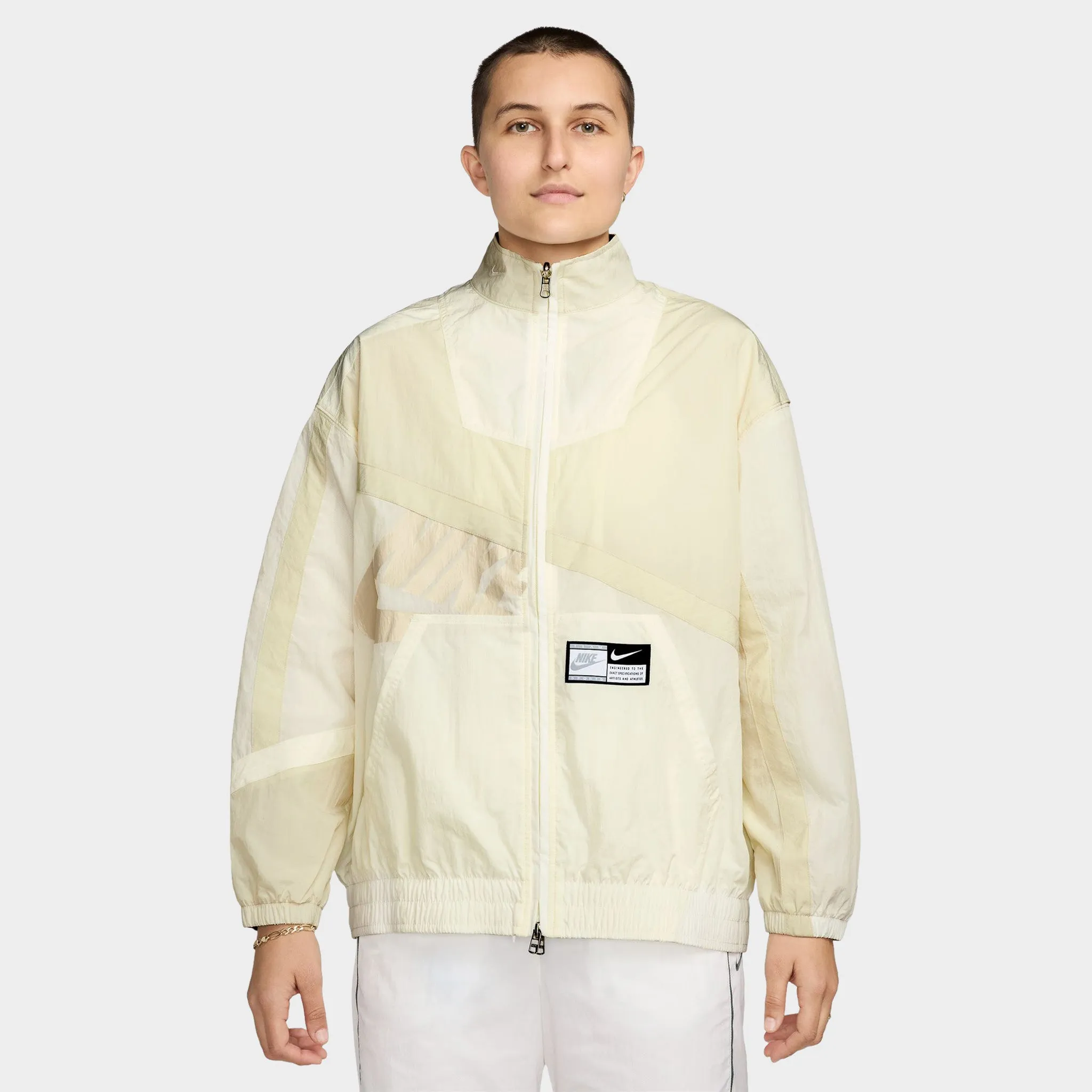 Nike Sportswear Women's Oversized Woven Jacket Sail / Light Orewood Brown - Sail sold by JD Sports