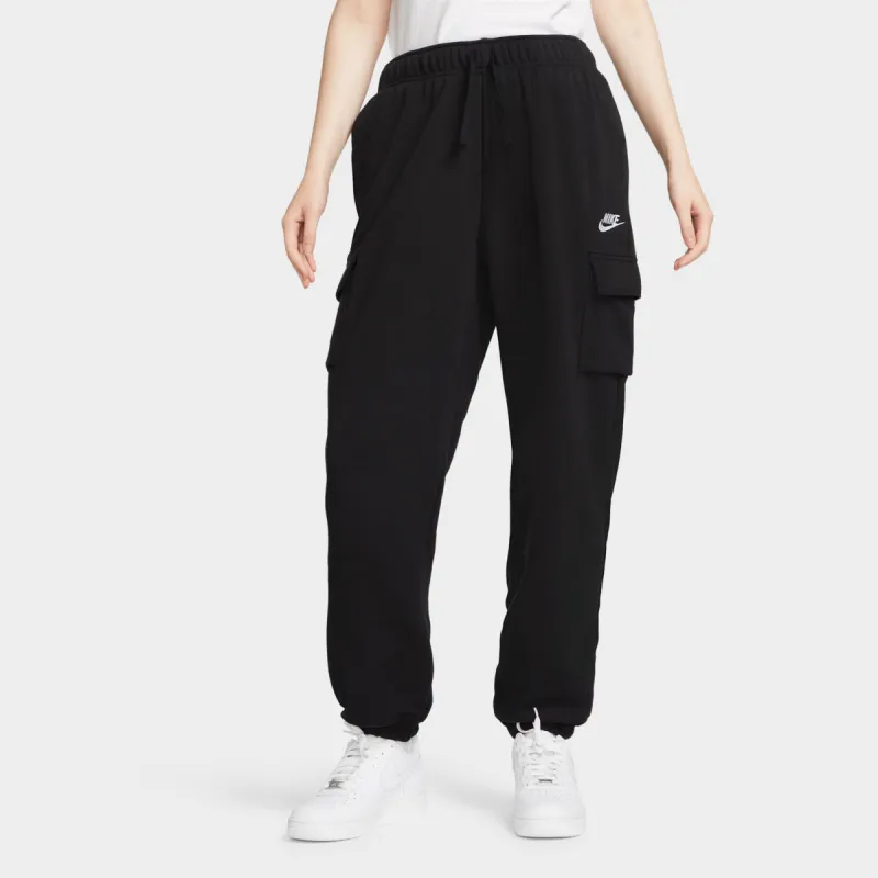 Nike Sportswear Women's Club Fleece Mid-Rise Oversized Cargo Sweatpants Black / White made by Nike