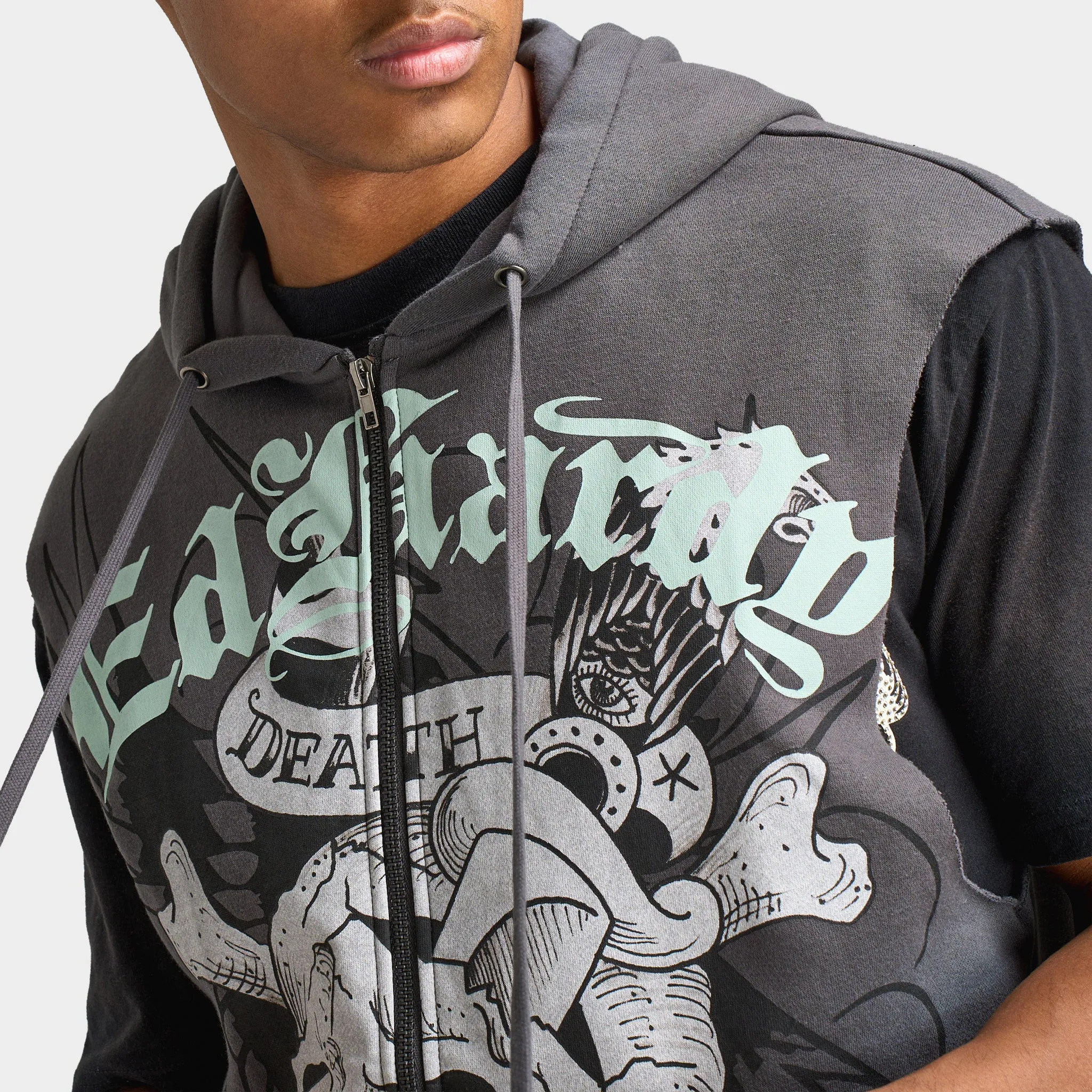Ed Hardy DG Skull Sleeveles Hoodie / Charcoal sold by JD Sports product image thumbnail 4