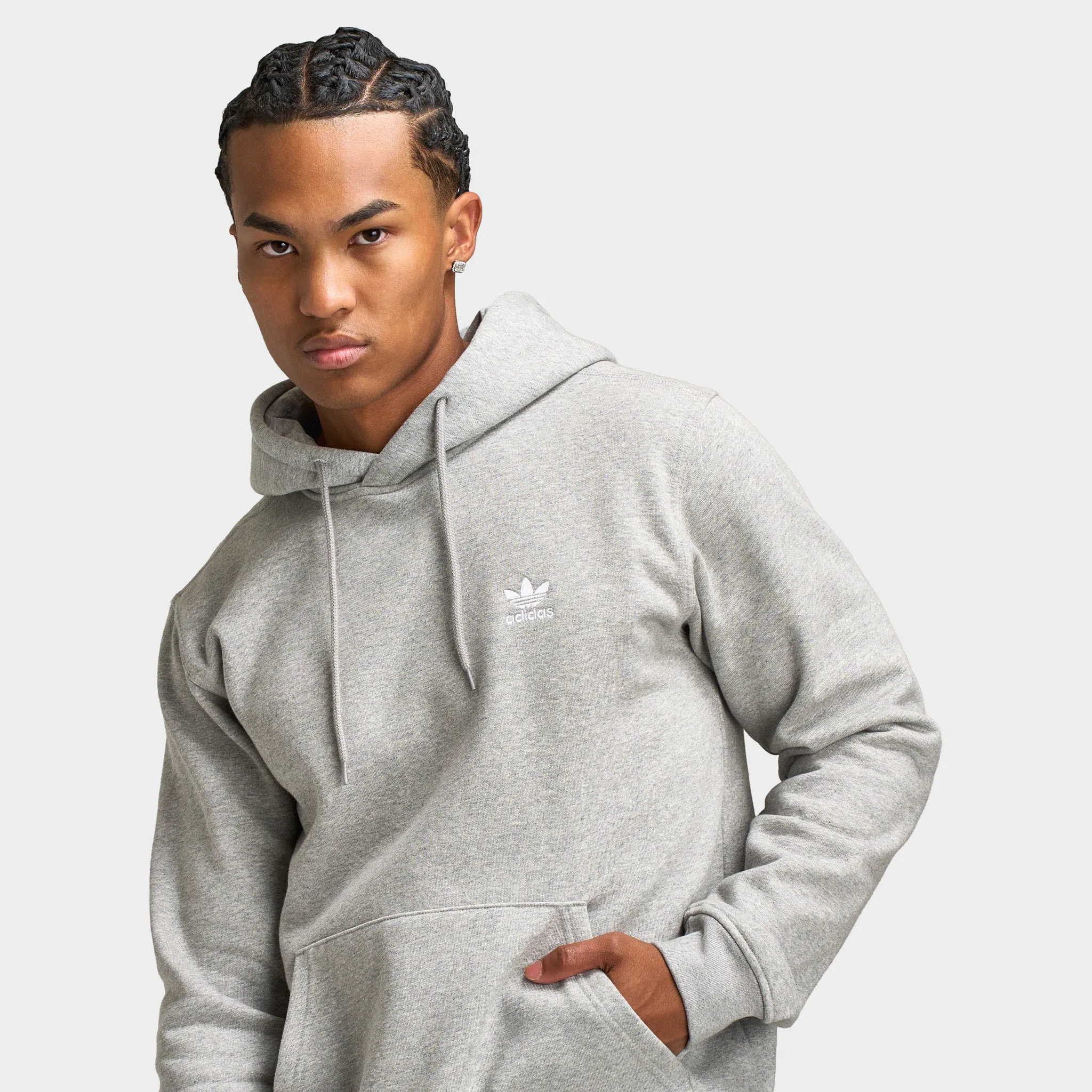 adidas Essentials Pullover Hoodie Heather Grey / White sold by JD Sports product image thumbnail 3
