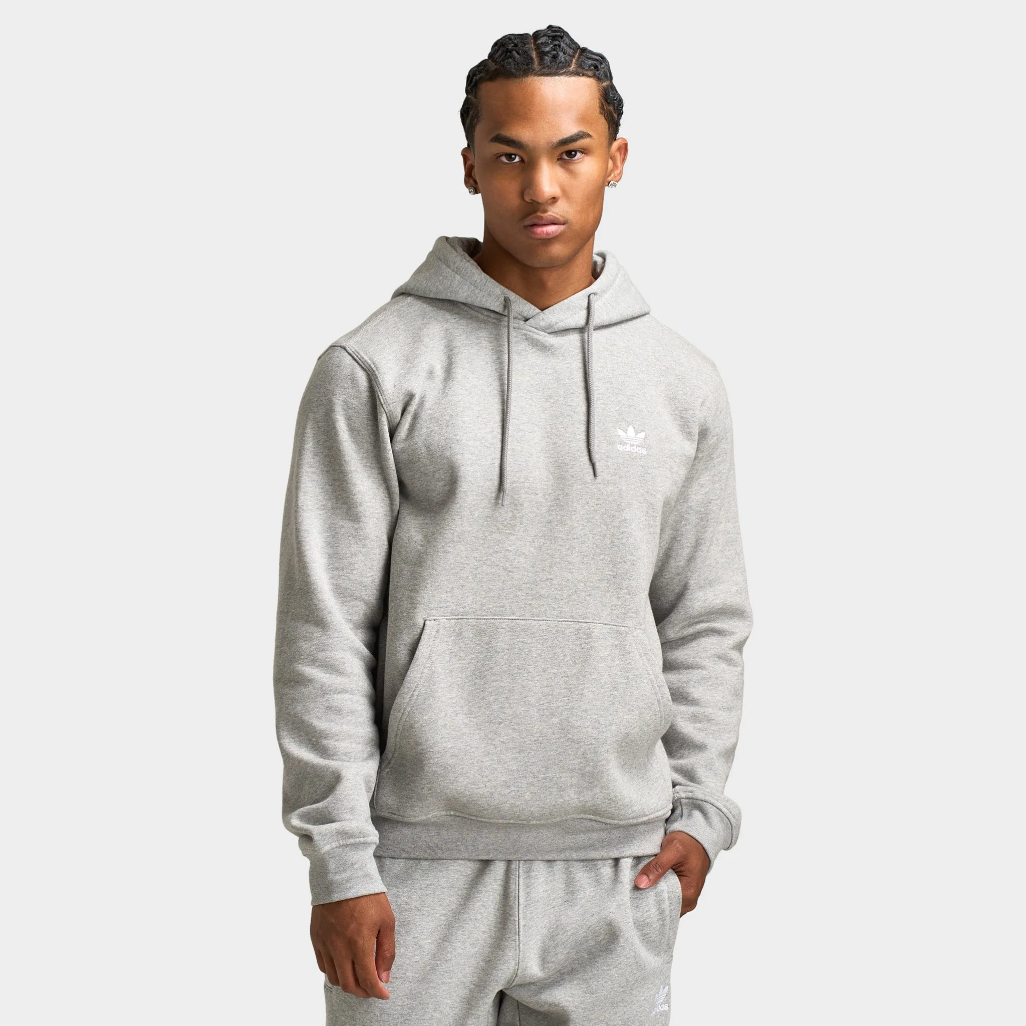 adidas Essentials Pullover Hoodie Heather Grey / White sold by JD Sports