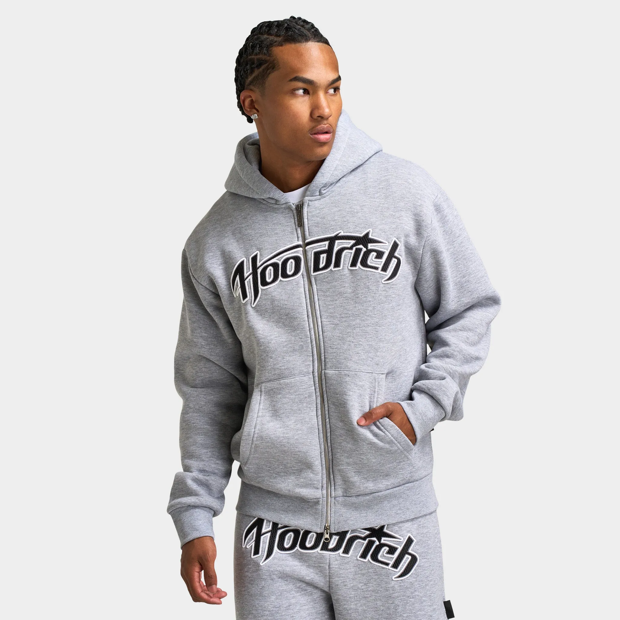 Hoodrich Galaxy Oversized Zip-up Hoodie Heather Grey / Black - Lava Smoke sold by JD Sports