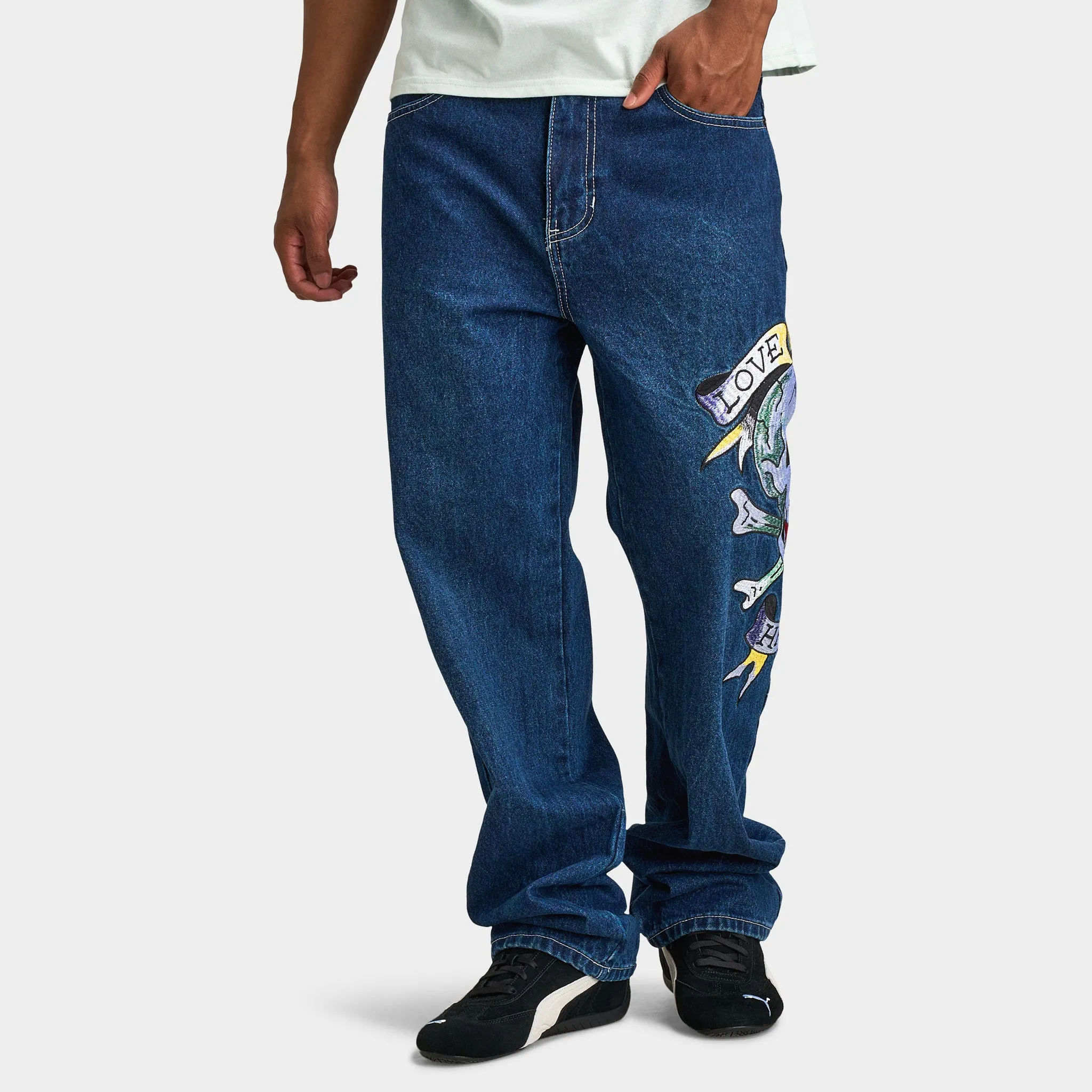 Ed Hardy Skull Heart Baggy Jeans / Indigo sold by JD Sports