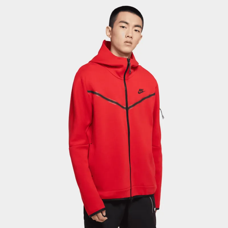 Nike Sportswear Tech Fleece Full Zip Hoodie University Red / Black sold by JD Sports