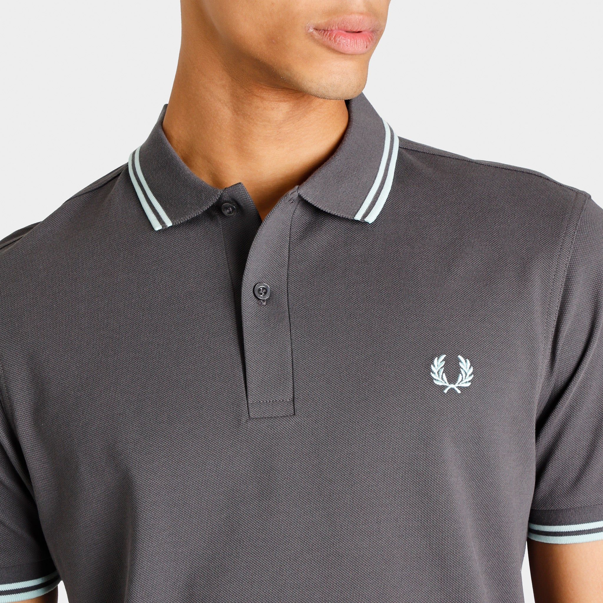 Fred Perry Twin Tipped Polo T-shirt Gunmetal / Brighton Blue - Brighton Blue sold by JD Sports product image thumbnail 4