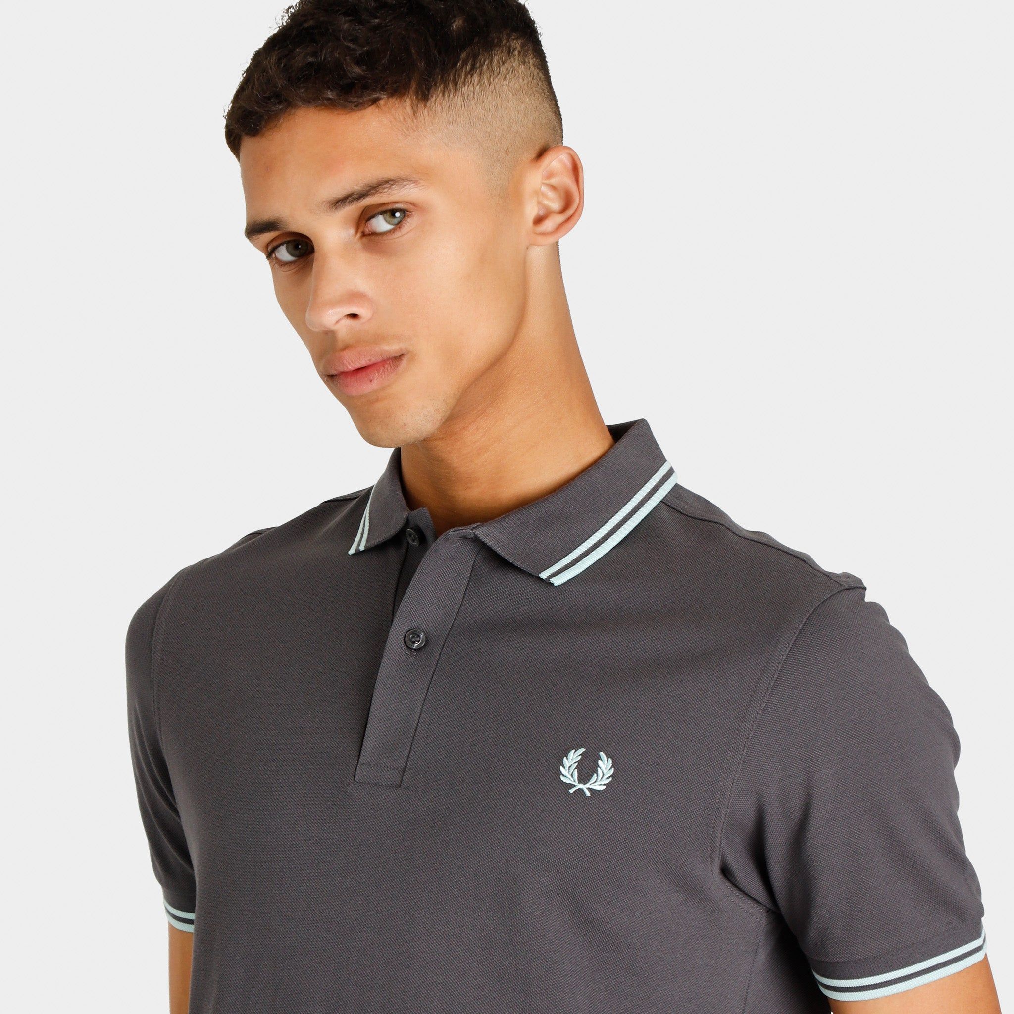 Fred Perry Twin Tipped Polo T-shirt Gunmetal / Brighton Blue - Brighton Blue sold by JD Sports product image thumbnail 3