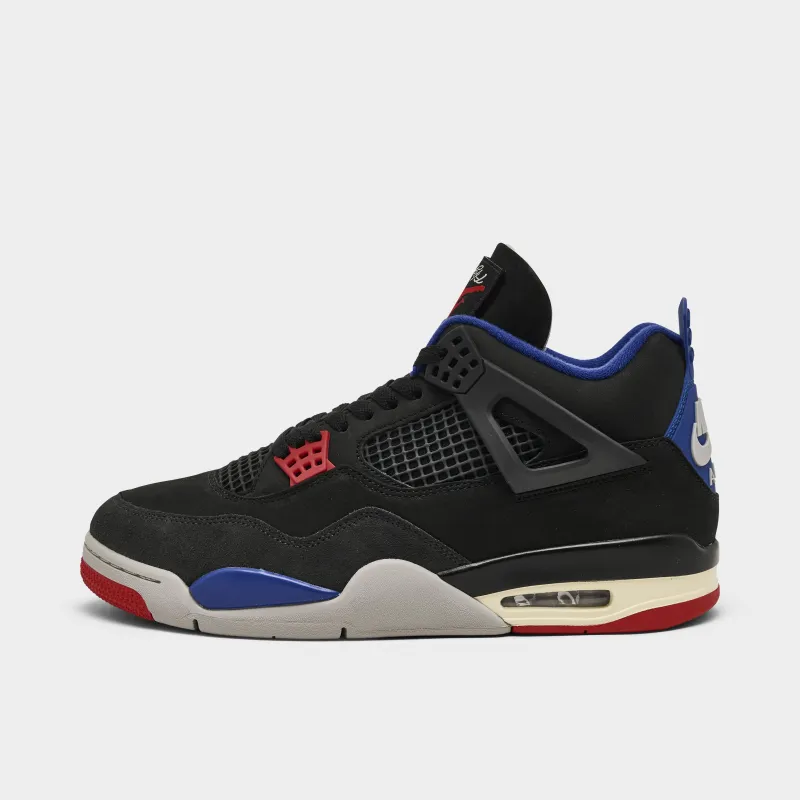 Jordan 4 Retro Black / Fire Red - Deep Royal Blue sold by JD Sports
