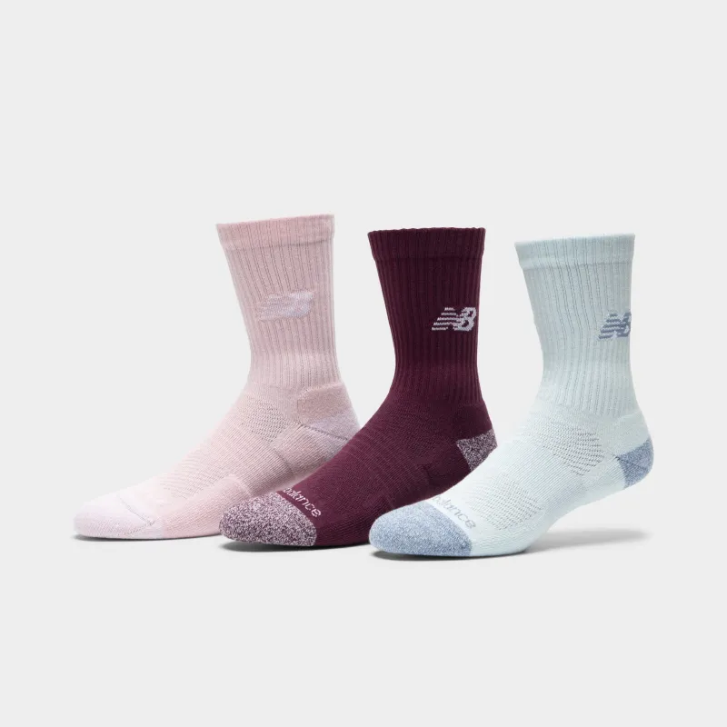 New Balance Active Cushion Crew Socks (3-Pack) Pink/ Cyan-Dym sold by JD Sports