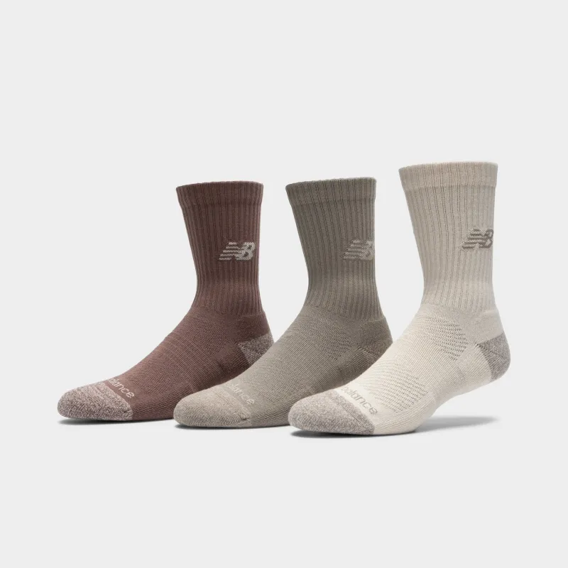 New Balance Active Cushion Crew Socks (3-Pack) Brown / Beige sold by JD Sports