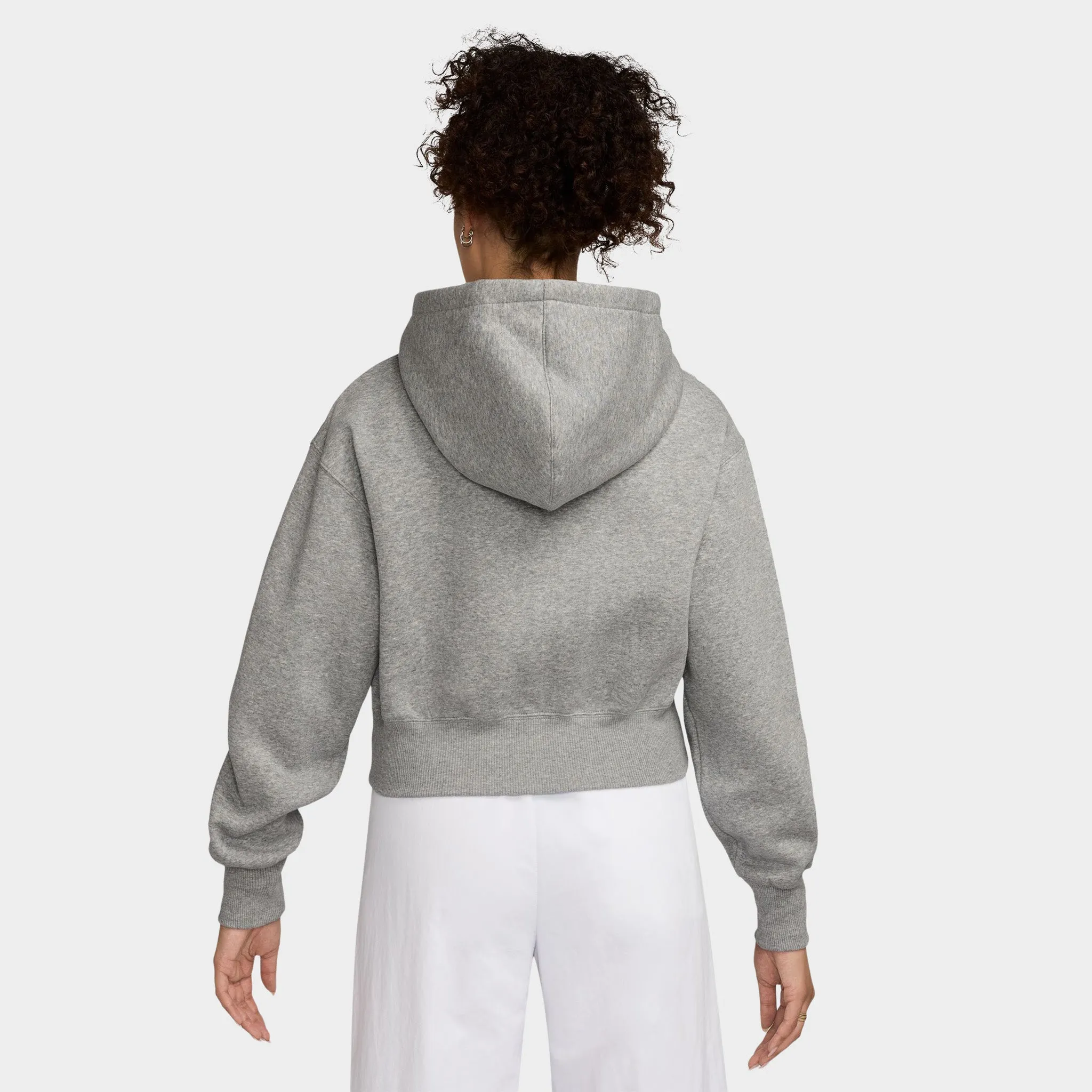Nike Sportswear Phoenix Fleece Loose Crop Full Zip Hoodie Grey Heather / Sail sold by JD Sports product image thumbnail 2
