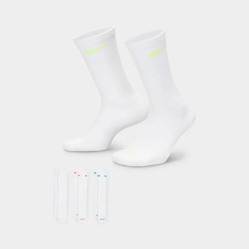 Nike Everyday Plus Cushioned Crew Socks White/ Multi(3-Pairs) sold by JD Sports