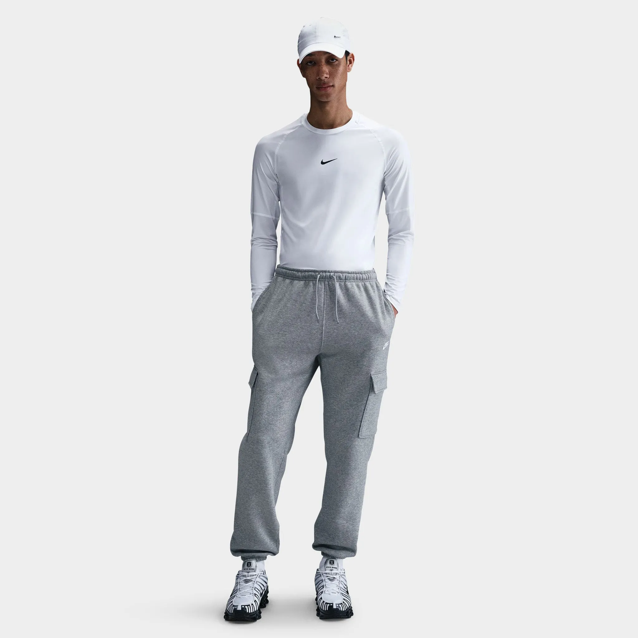 Nike Club Fleece Cargo Pants Dark Grey Heather / Light Smoke Grey - White sold by JD Sports product image thumbnail 3