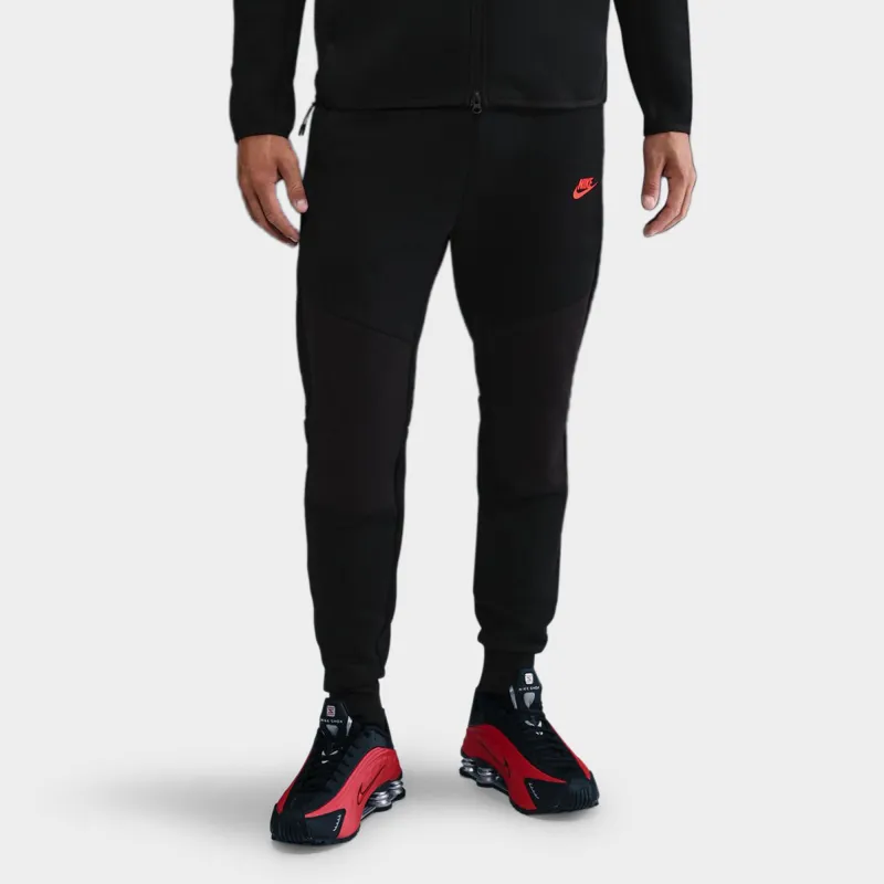 Nike Sportswear Tech Fleece Joggers Black / Smoke Grey - Bright Crimson sold by JD Sports
