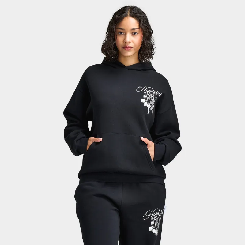 Hoodrich Women's Oversized Hoodie Black / Silver Rhinestone sold by JD Sports