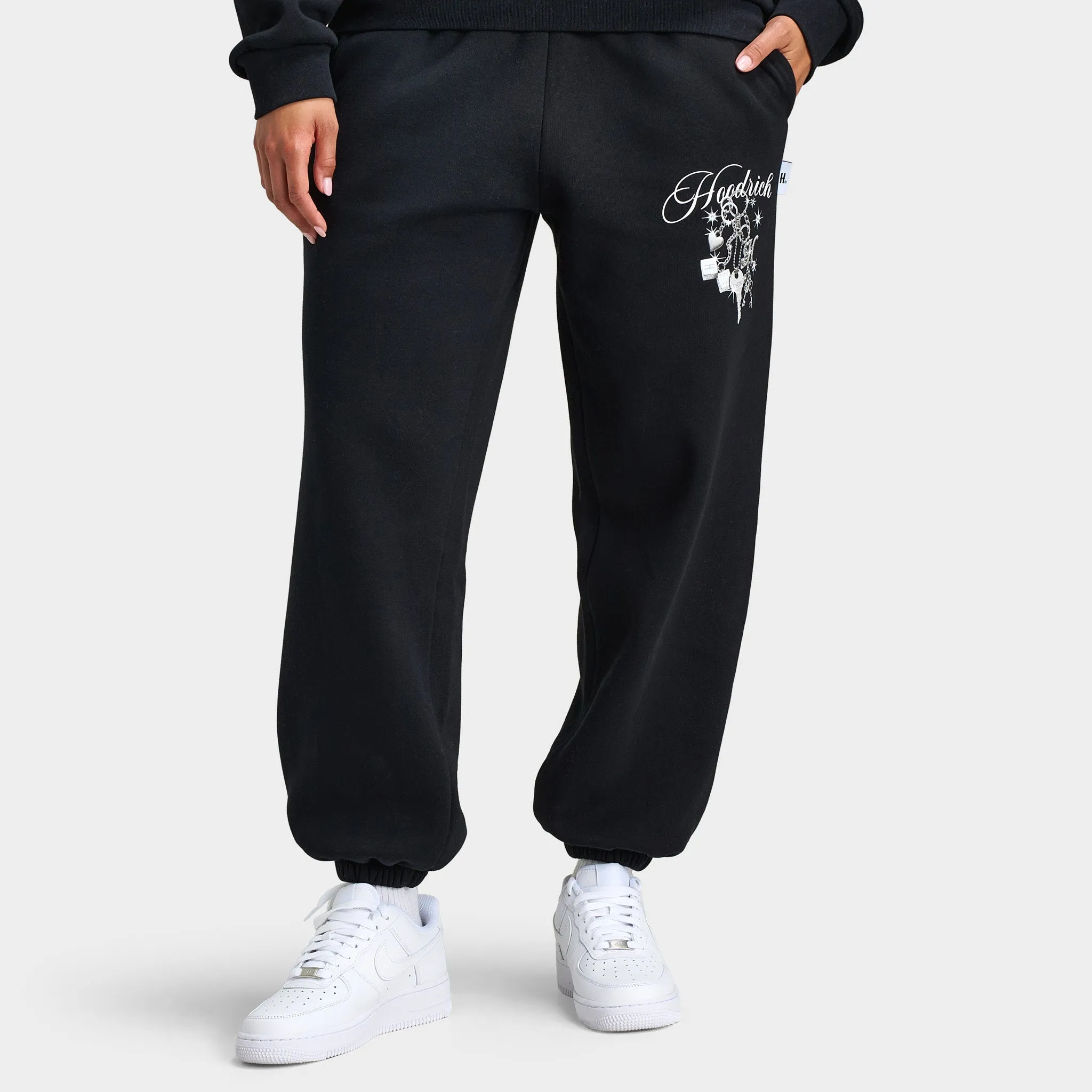 Hoodrich Women's Oversized Joggers Black / Silver Rhinestone sold by JD Sports