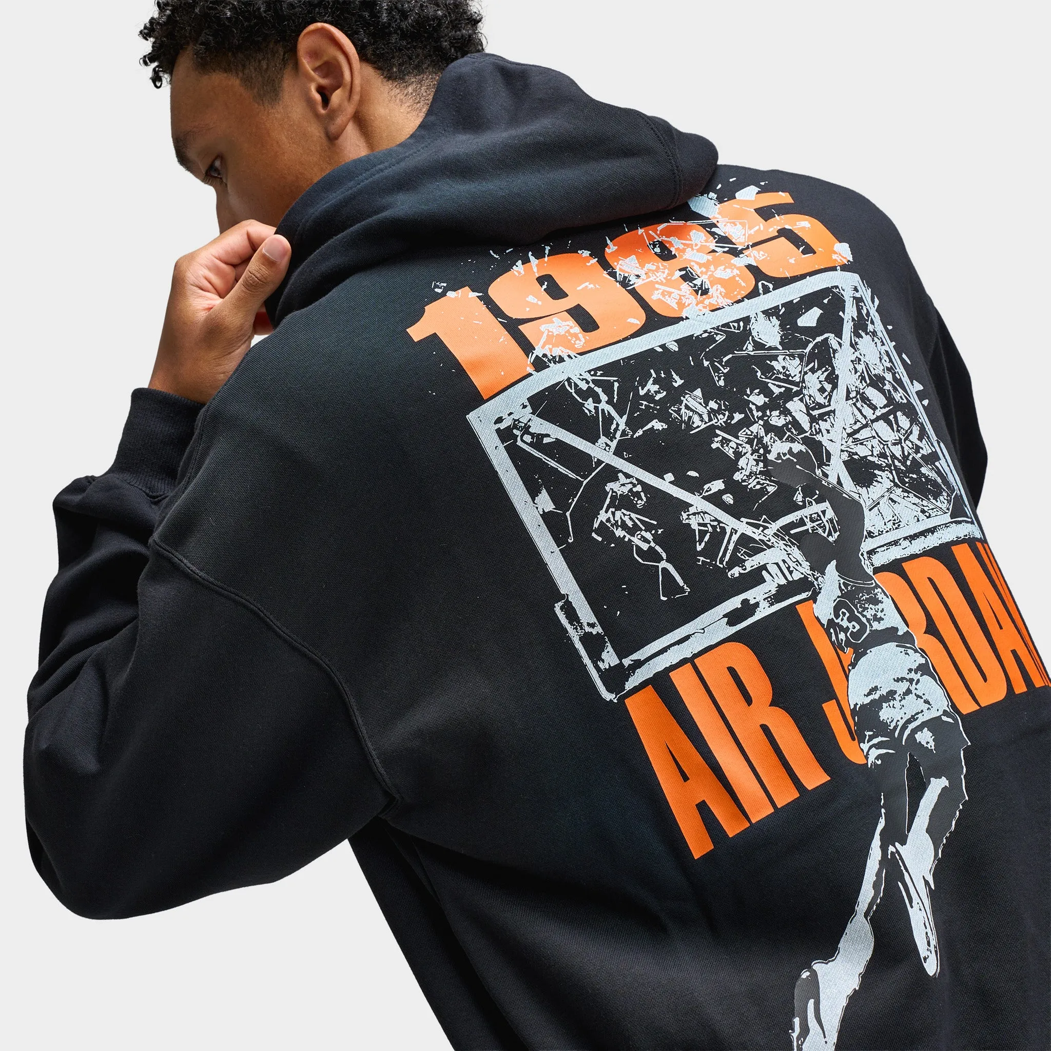 Jordan Brooklyn Men's Oversized Pullover Hoodie Black / Starfish sold by JD Sports product image thumbnail 4