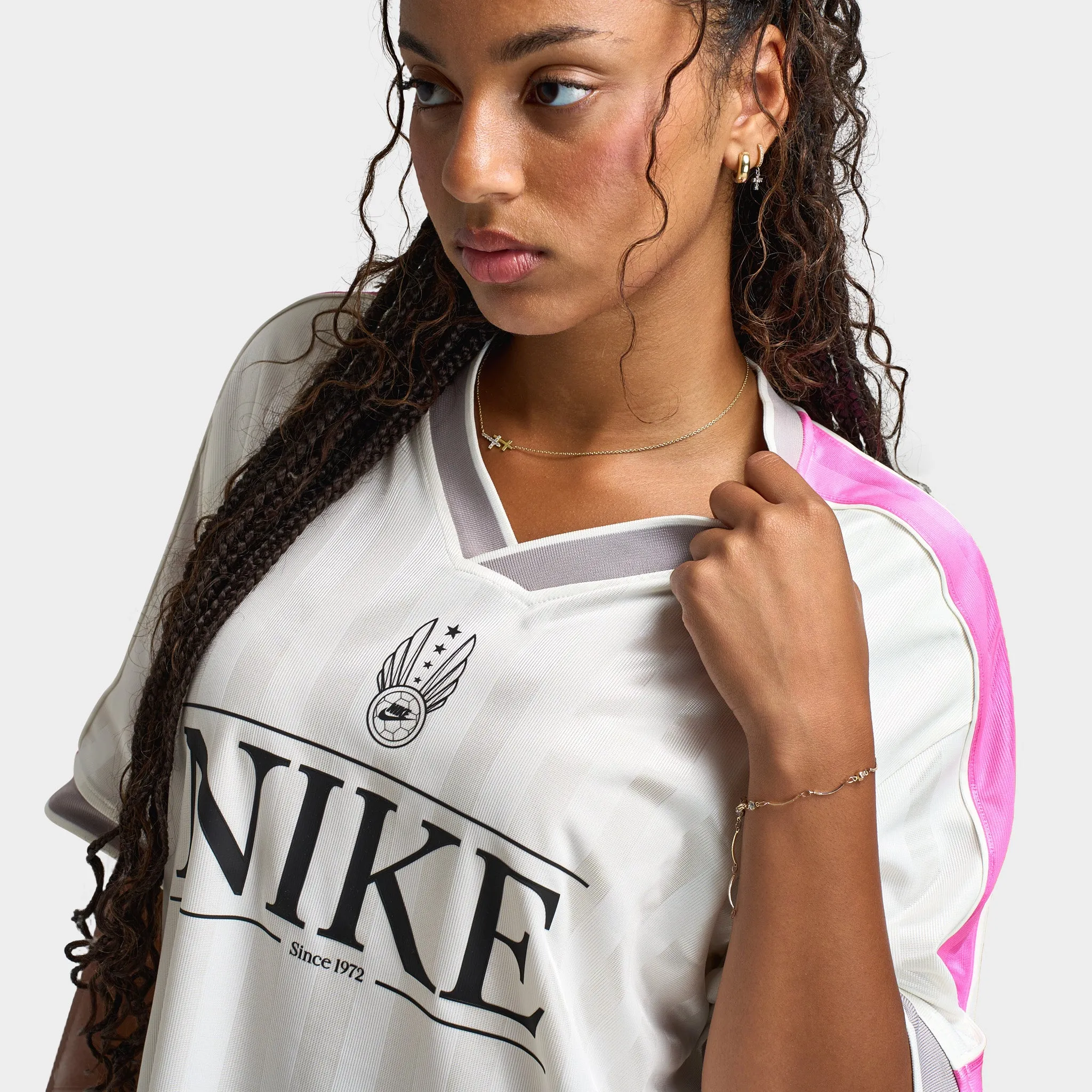 Nike Sportswear Women's V Neck Jersey Sail / Playful Pink sold by JD Sports product image thumbnail 4