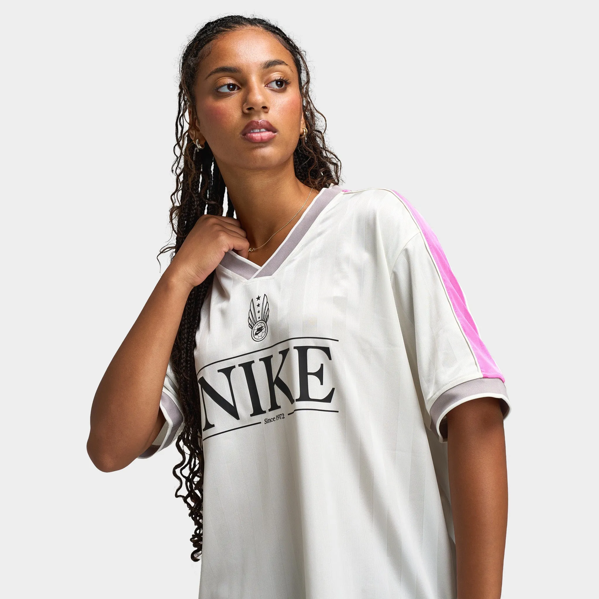 Nike Sportswear Women's V Neck Jersey Sail / Playful Pink sold by JD Sports product image thumbnail 3