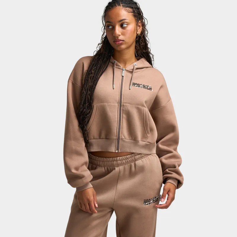 Hoodrich Women's Zip Through Boxy Hoodie Portabella / Black - Whitecap Gray sold by JD Sports