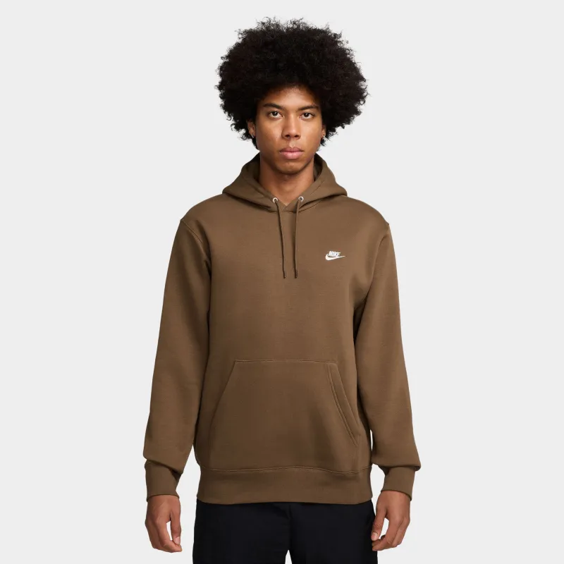 Nike Club Fleece Pullover Hoodie Mosswood Brown / White sold by JD Sports