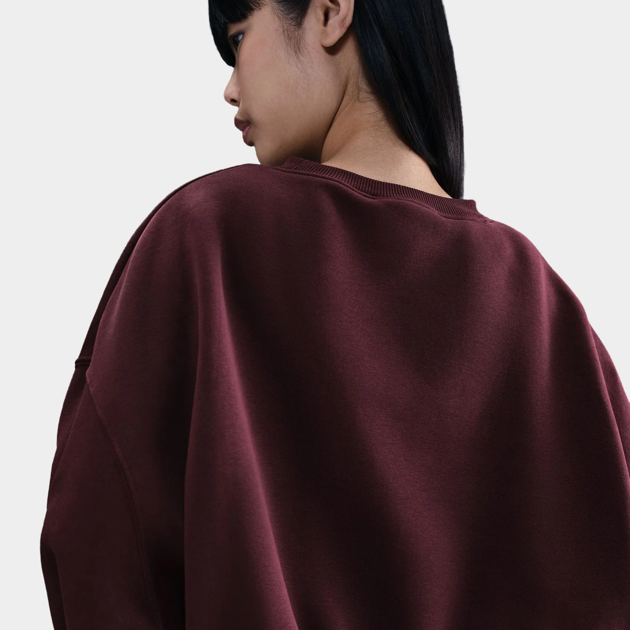 Nike Sportswear Women's Phoenix Fleece Over-Oversized Crewneck Burgundy Crush / Sail sold by JD Sports product image thumbnail 2