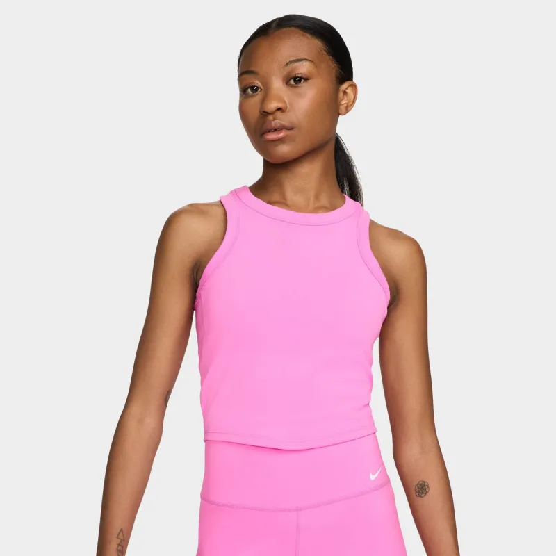 Nike One Fitted Women's Dri-FIT Cropped Tank Top Playful Pink / Black sold by JD Sports