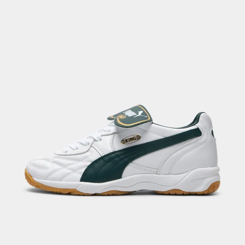 PUMA King Indoor White / Green / Gold sold by JD Sports