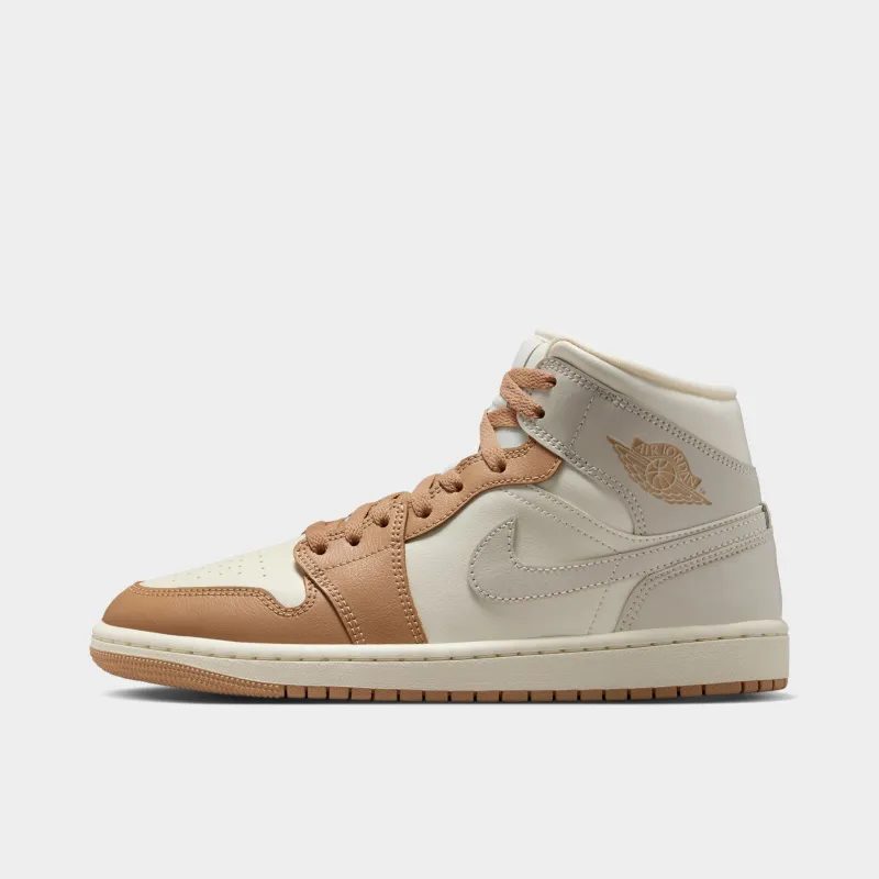 Jordan Women's 1 Mid Ale Ivory / Light Orewood Brown - Hemp sold by JD Sports