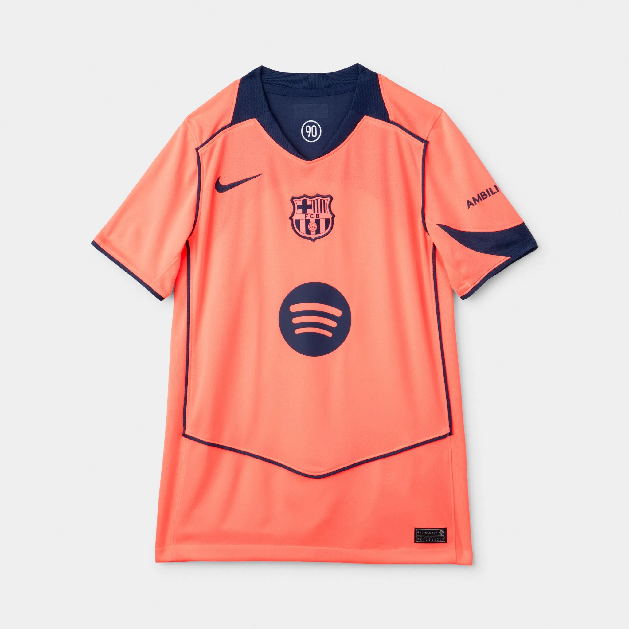 Nike Juniors' FCB 25/26 Jersey Stad 3R Bright Mango / Midnight Navy sold by JD Sports