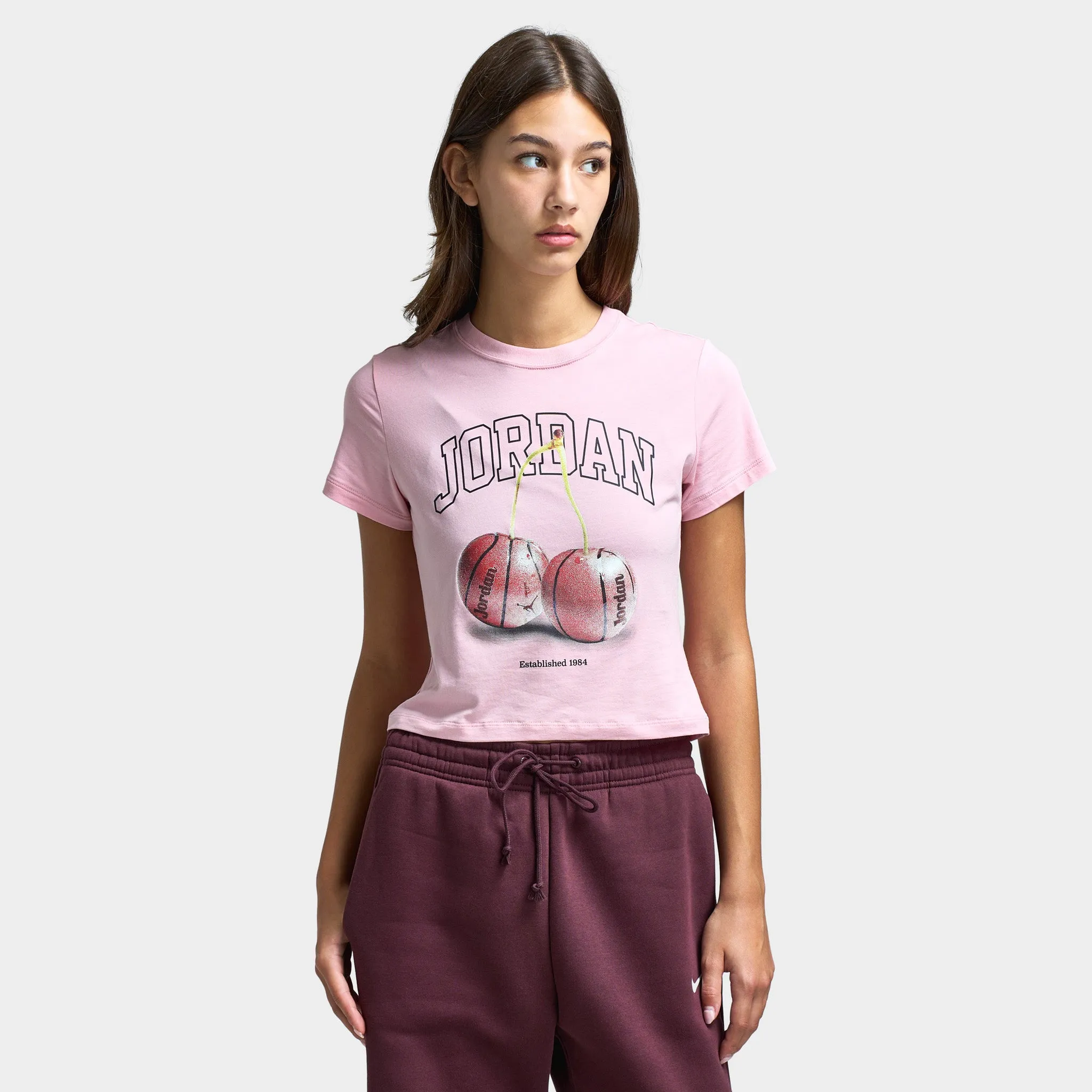 Jordan Women's Brooklyn Tmid Girlfriend Tee BB Pink Glaze / Black sold by JD Sports