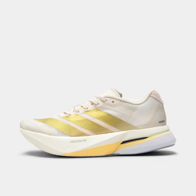 adidas Women's Adizero Boston 13 Chalk White / Gold Metallic - Orange Tint sold by JD Sports