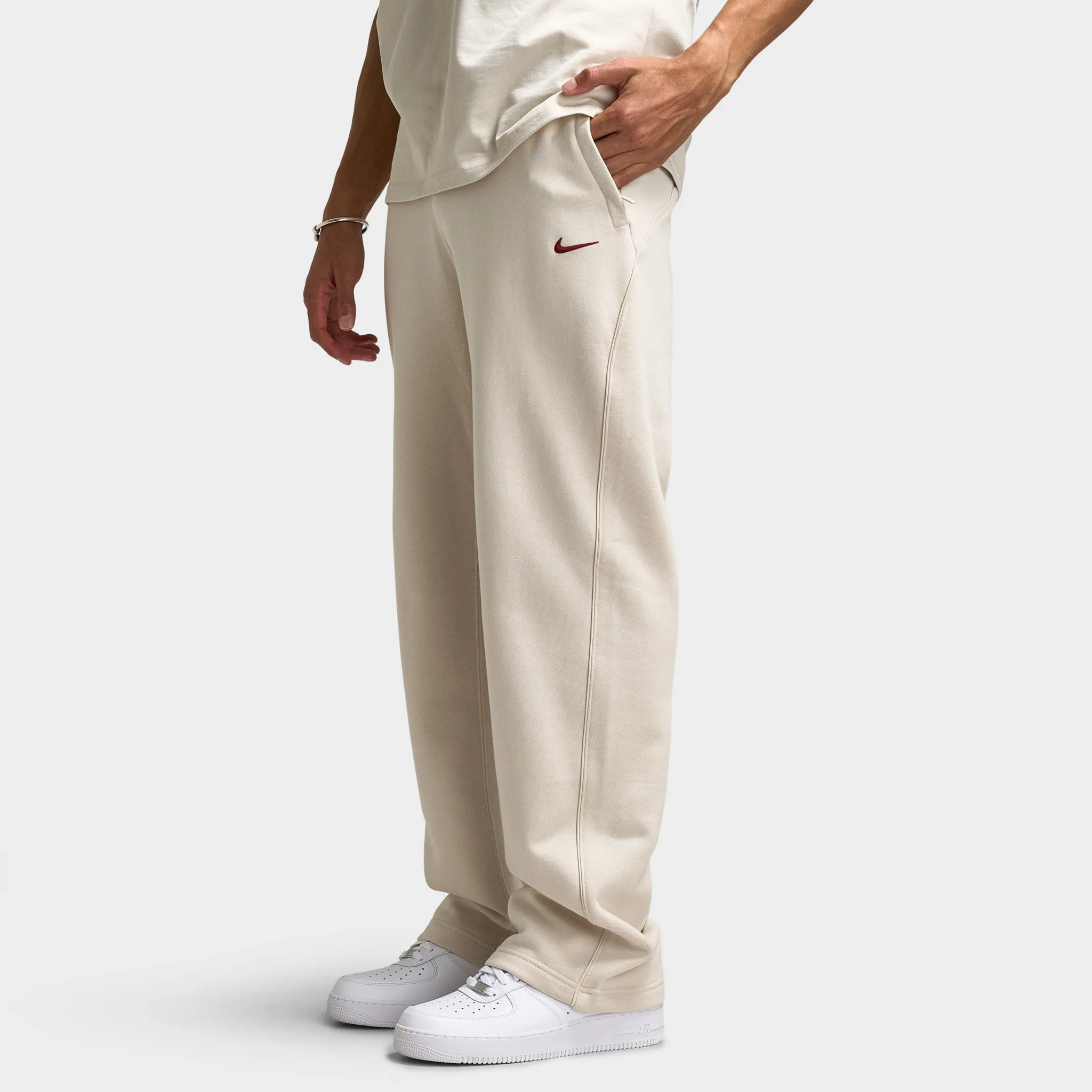 Nike Nocta NRG Fleece Open Hem Sweatpants Light Orewood Brown / Team Red sold by JD Sports product image thumbnail 4