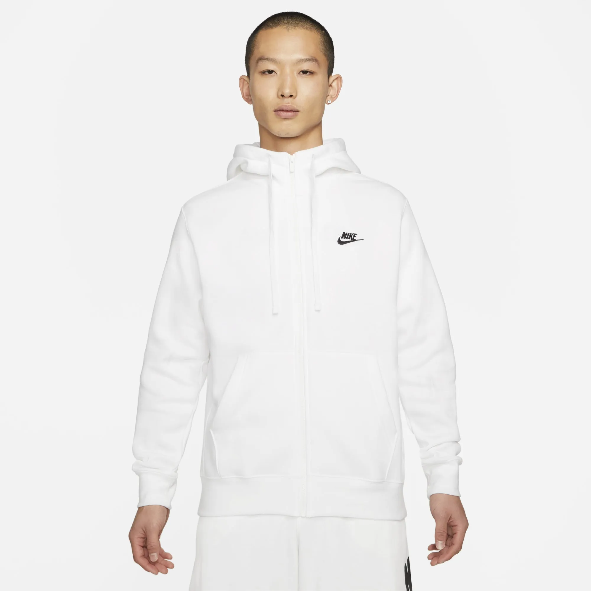 Nike Club Fleece Full Zip Hoodie White / White sold by JD Sports