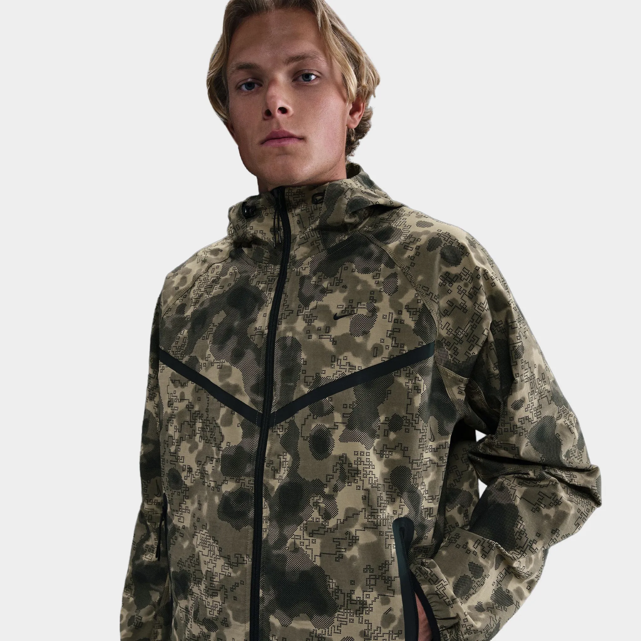 Nike Tech Men's Dri-FIT Woven Camo Windrunner Oversized Jacket Neutral Olive / Black sold by JD Sports product image thumbnail 3