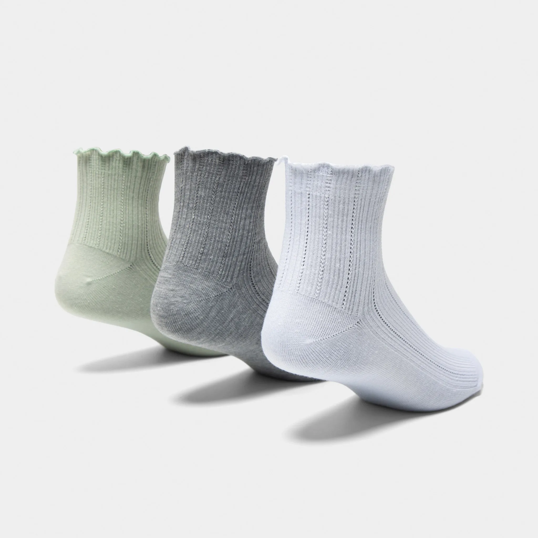 adidas Originals Ruffle Quarter Socks (3P) Grey/White-Green sold by JD Sports product image thumbnail 2