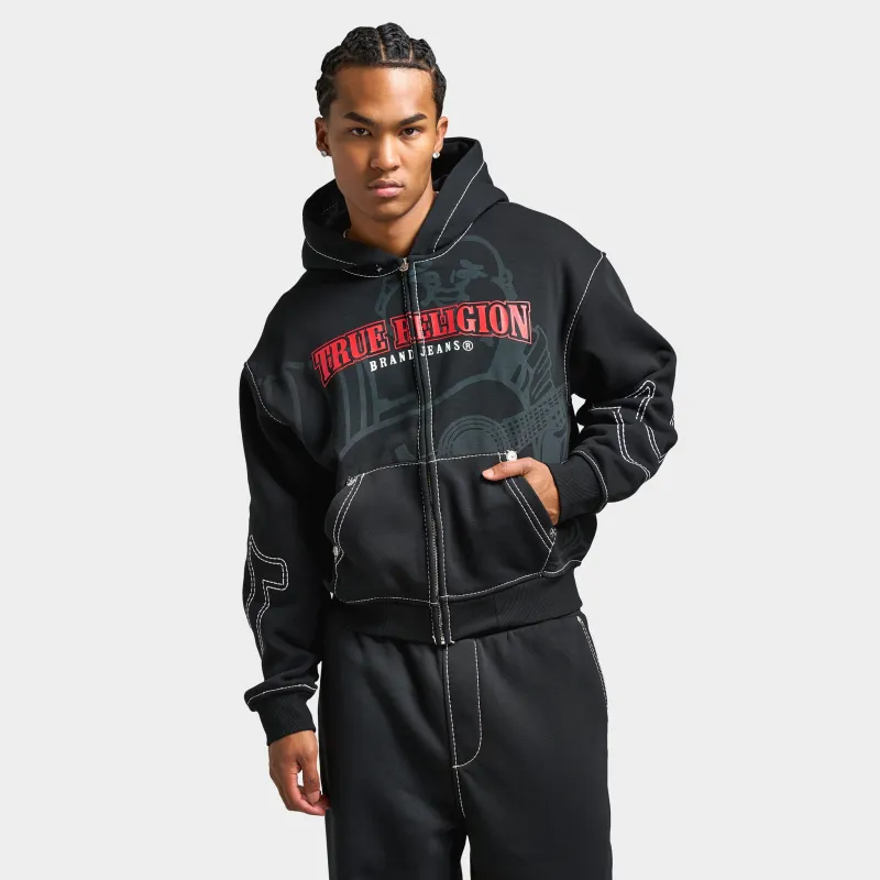 True Religion Cinched Big T Zip Up Hoodie / Jet Black made by True Religion
