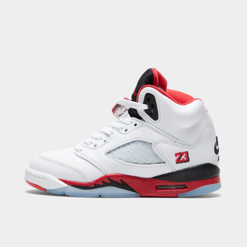 Jordan 5 Retro GS White / Fire Red - Black sold by JD Sports