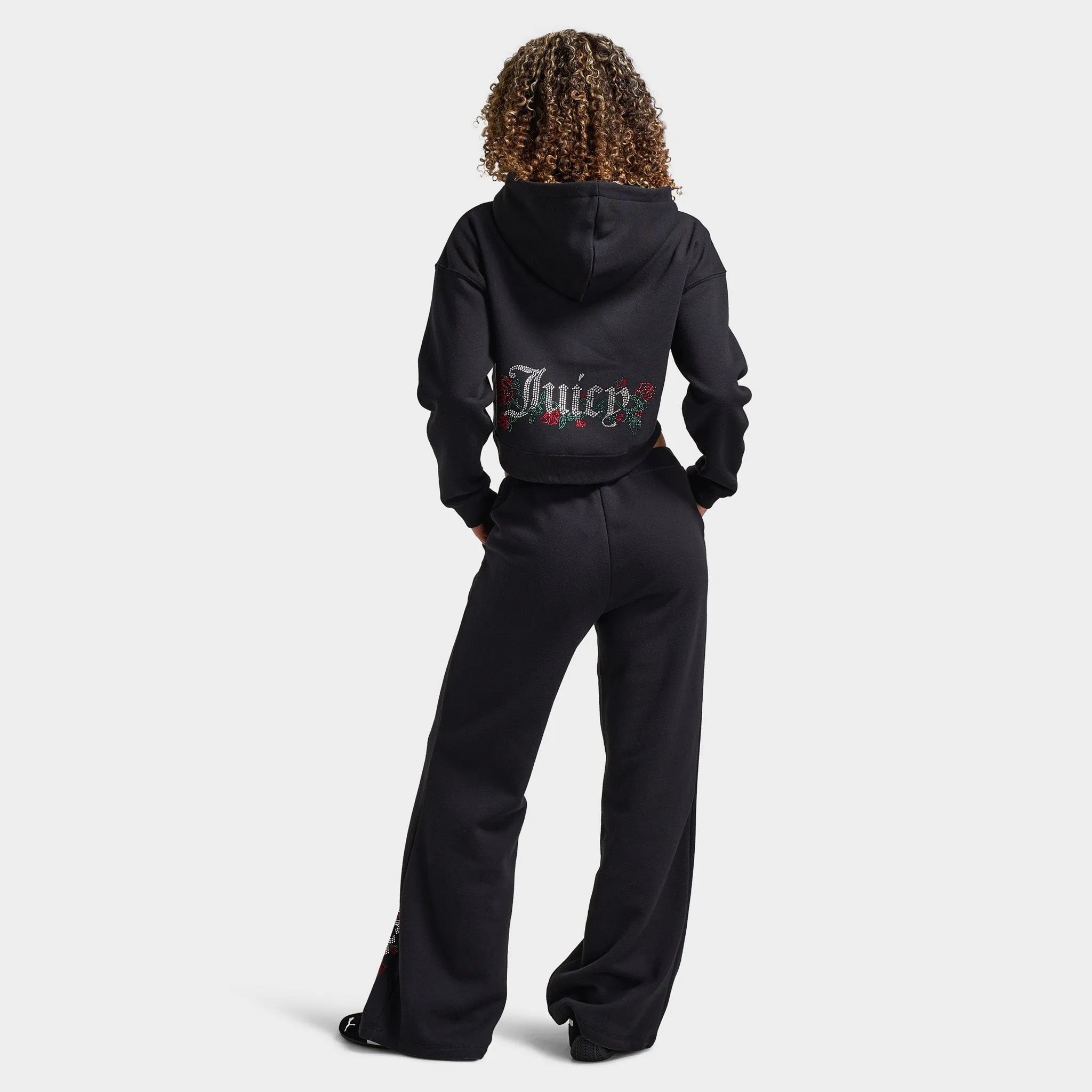 Juicy Couture Women's Cropped Full Zip Fleece Hoodie Roses / Liquorice sold by JD Sports product image thumbnail 5