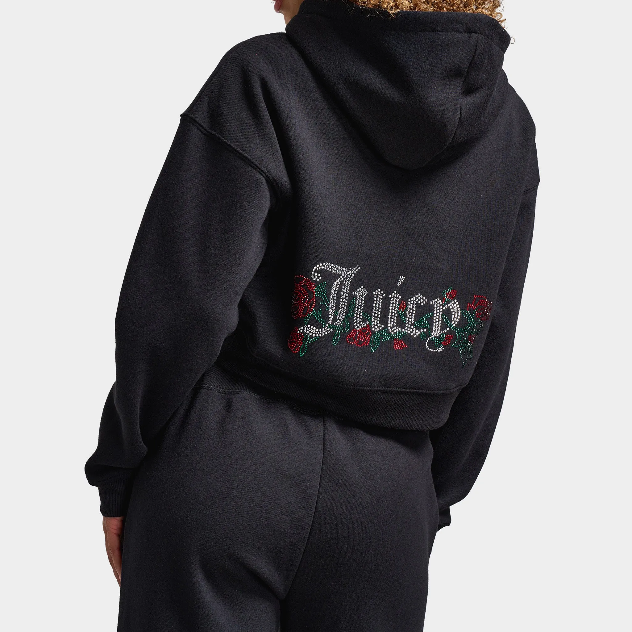 Juicy Couture Women's Cropped Full Zip Fleece Hoodie Roses / Liquorice sold by JD Sports product image thumbnail 3