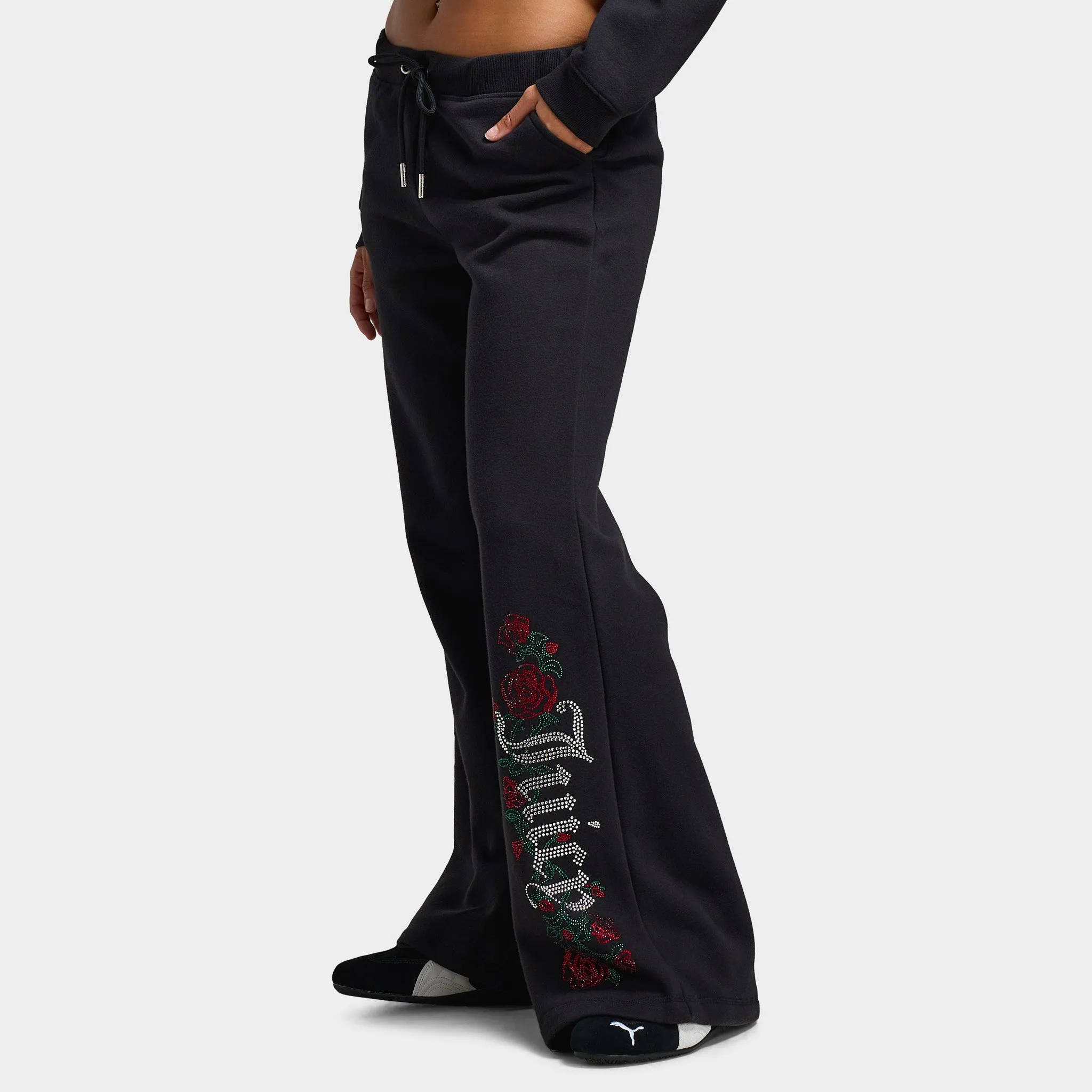 Juicy Couture Women's Wide Leg Fleece Pants Roses / Liquorice sold by JD Sports product image thumbnail 3