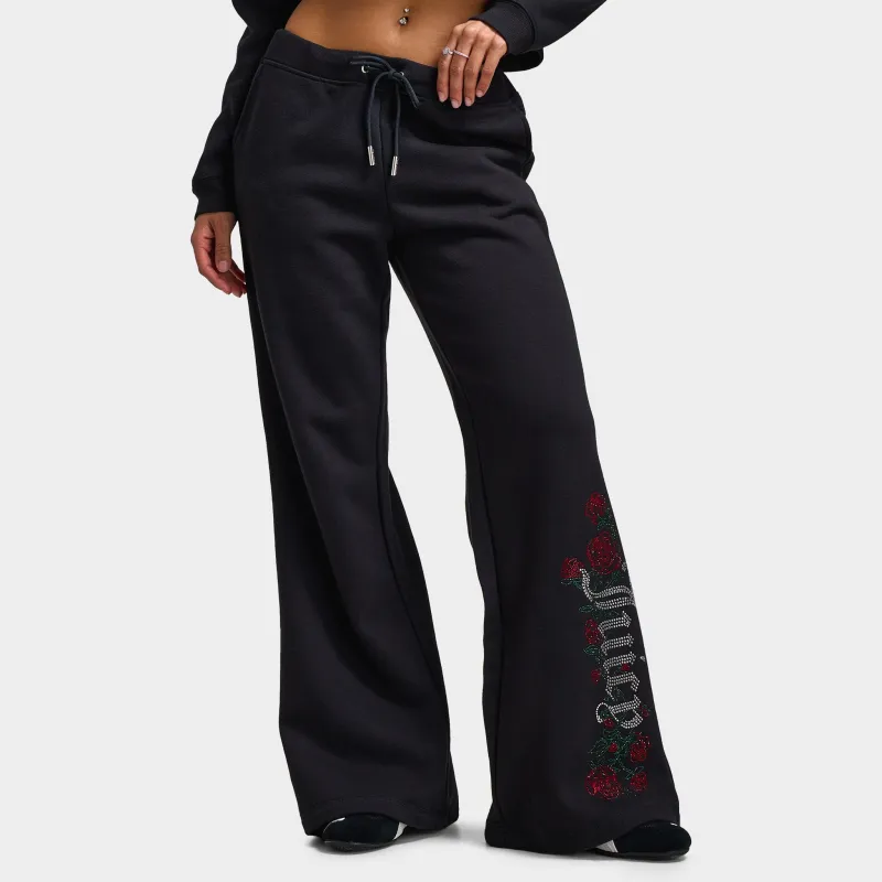 Juicy Couture Women's Wide Leg Fleece Pants Roses / Liquorice sold by JD Sports